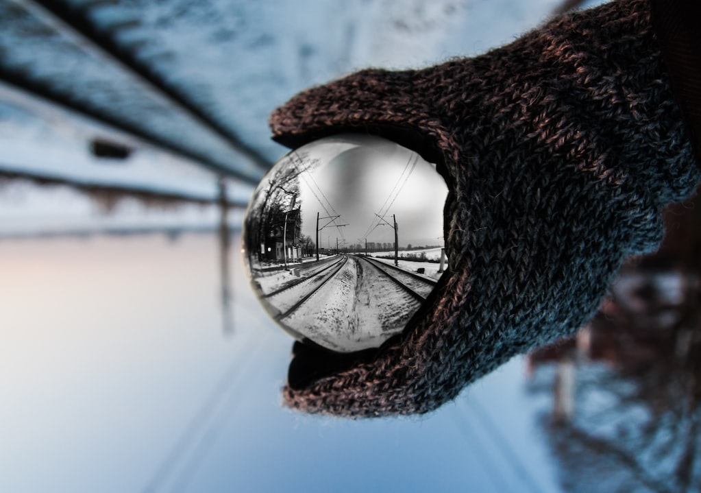hand holding crystal ball